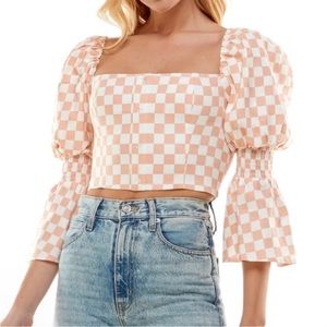 Wayf Juliet sleeve linen blend blouse